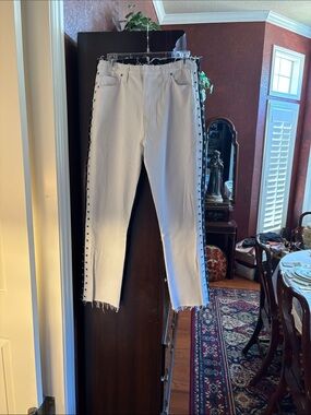 White Front & Black Back Women’s Jeans with Side Stud Detail